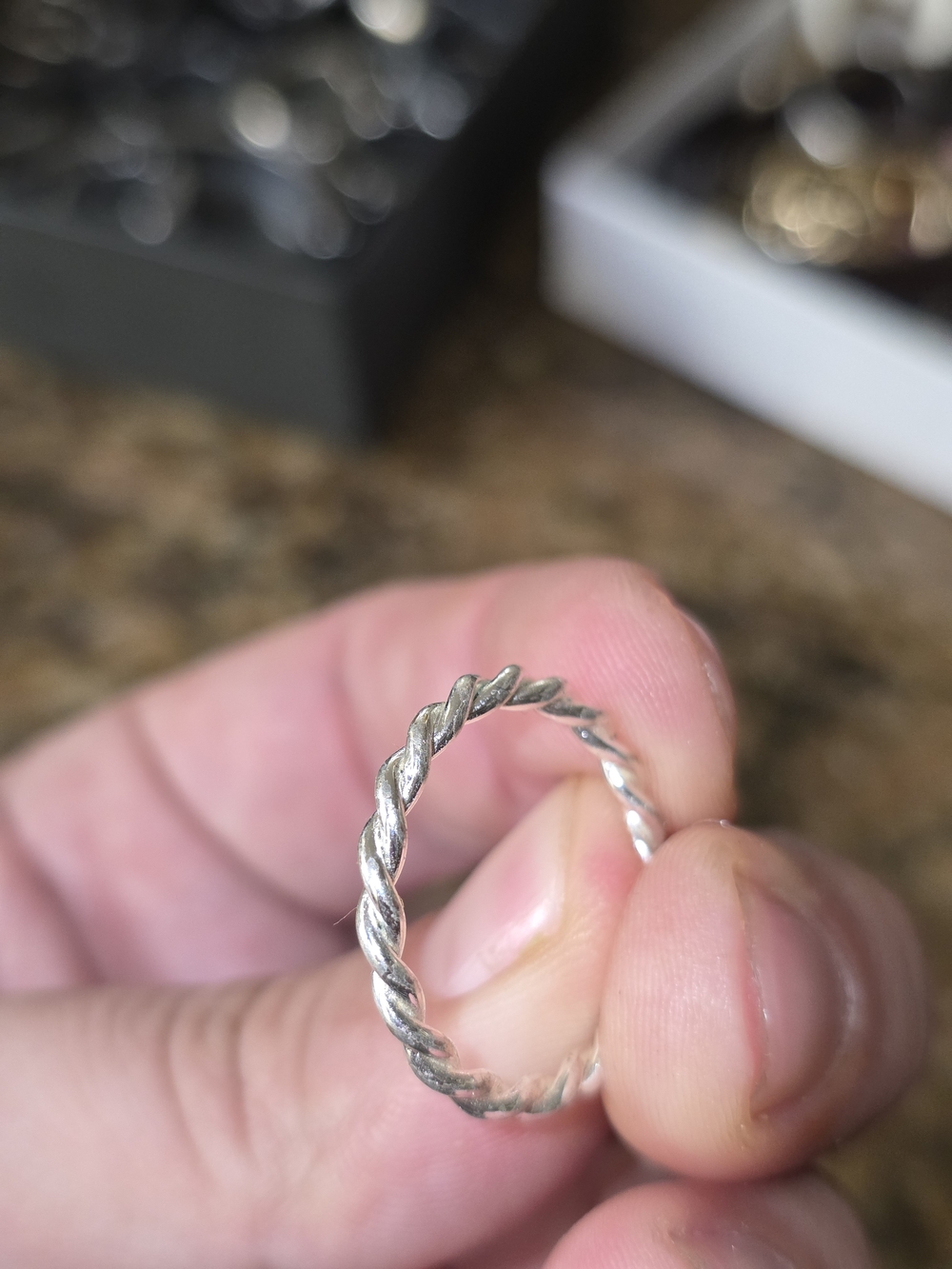 Twisted Rope Stackable Ring - Silver - Picture 2 of 4